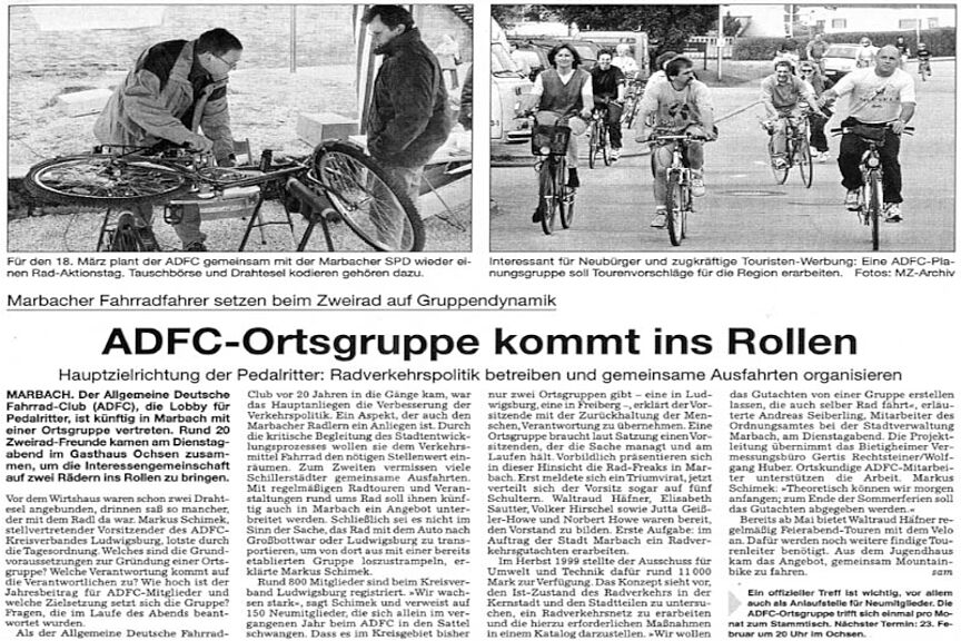 Marbacher Zeitung vom 14.2.2000